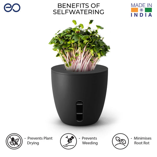 EO Terra Self Watering Pot Black